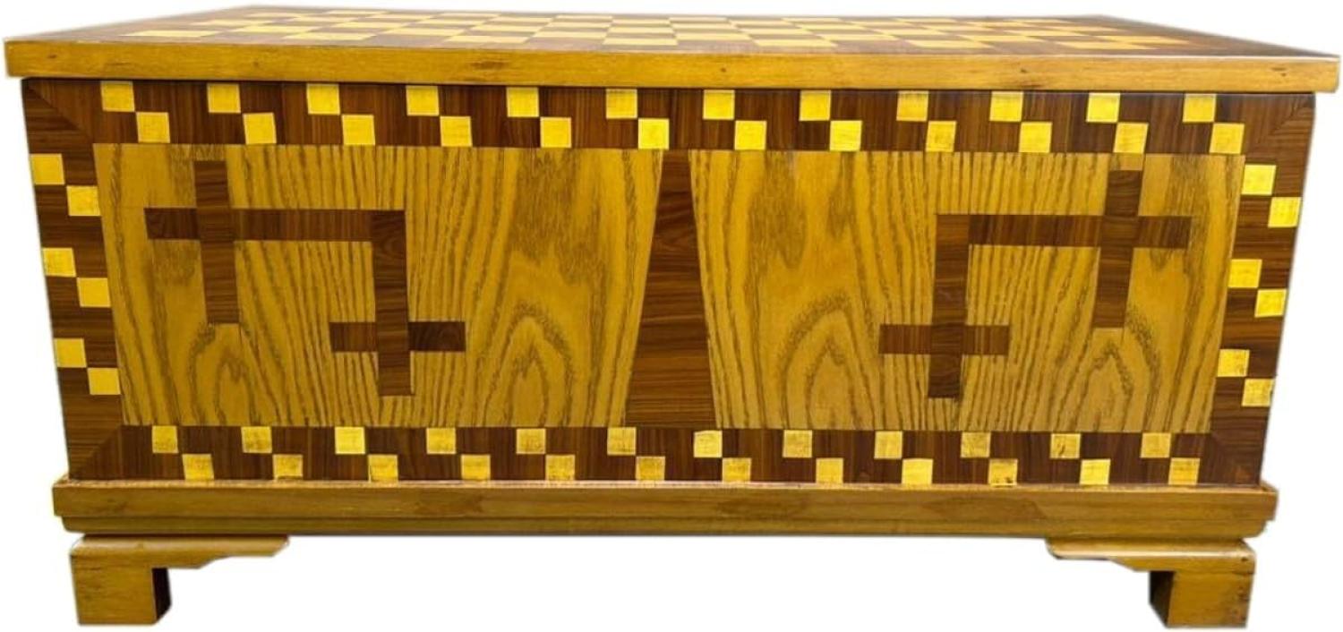 Truhen Kommode 40er Jahre Museumsnachbau Replikat 102 x 52 x H 50 cm - Braun Intarsien Antik Stil Möbel Berlin Truhe Art Deco Bild 1