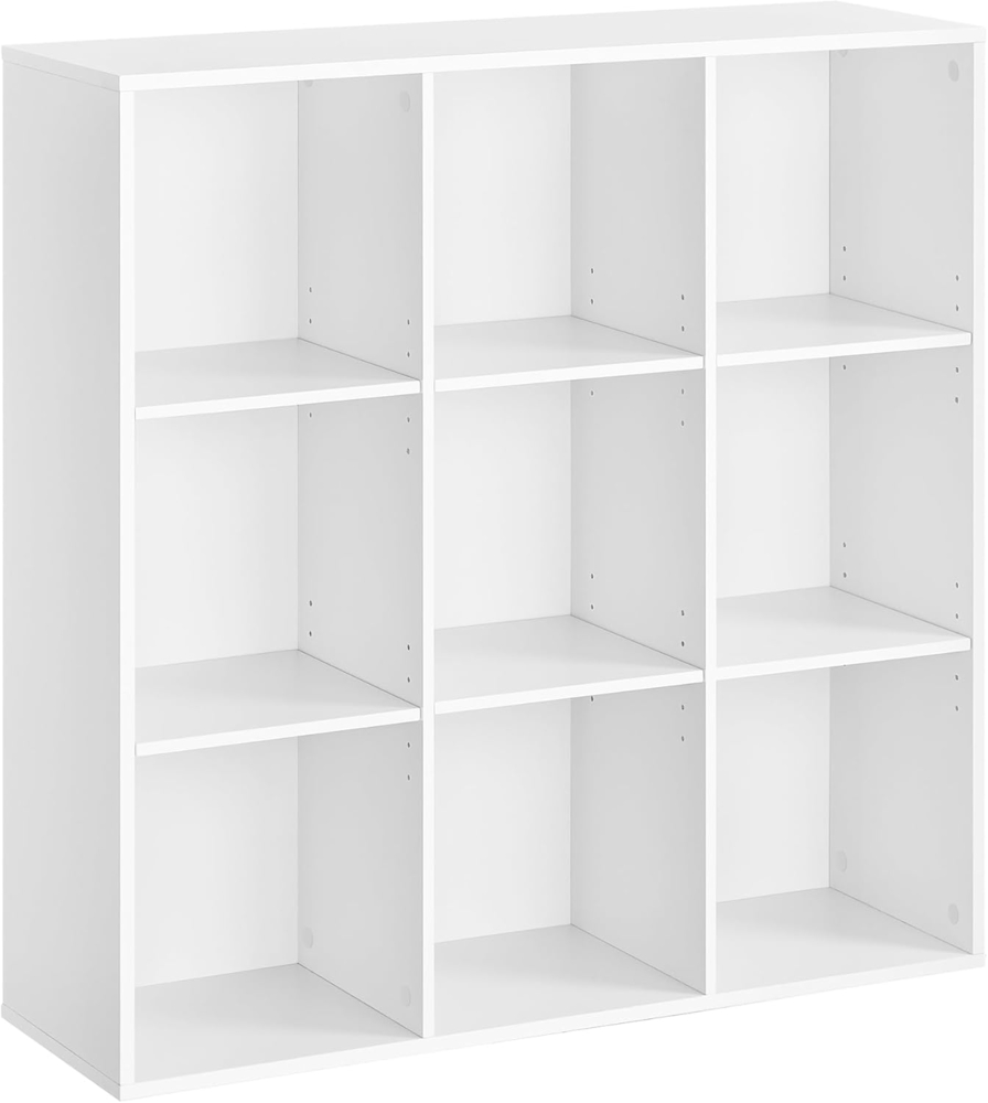 VASAGLE Bücherschrank, Bücherregal, mit 9 Fächern, Büroregal, Würfelregal, Standregal, für Wohnzimmer, Schlafzimmer, Büro, Kinderzimmer, weiß LBC177W01 Bild 1