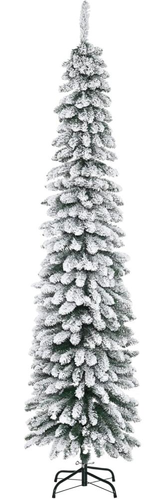 HOMCOM Künstlicher Weihnachtsbaum 210 cm Christbaum mit 490 Spitzen, klappbar Metallständer, Künstlicher Baum, für Weihnachten Deko, grün+weiß Bild 1