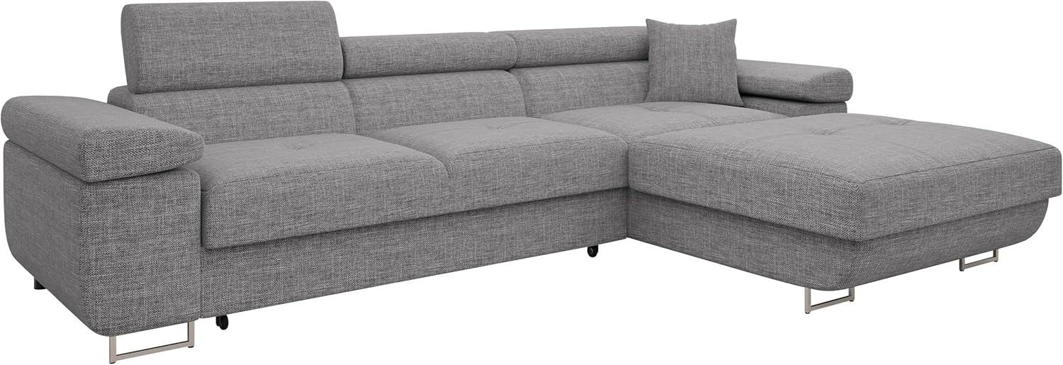 Ecksofa Torezio Mini mit Bettkasten, Schlaffunktion und Einstellbare Kopfstützen (Farbe: Lux 05, Seite: Rechts) Bild 1