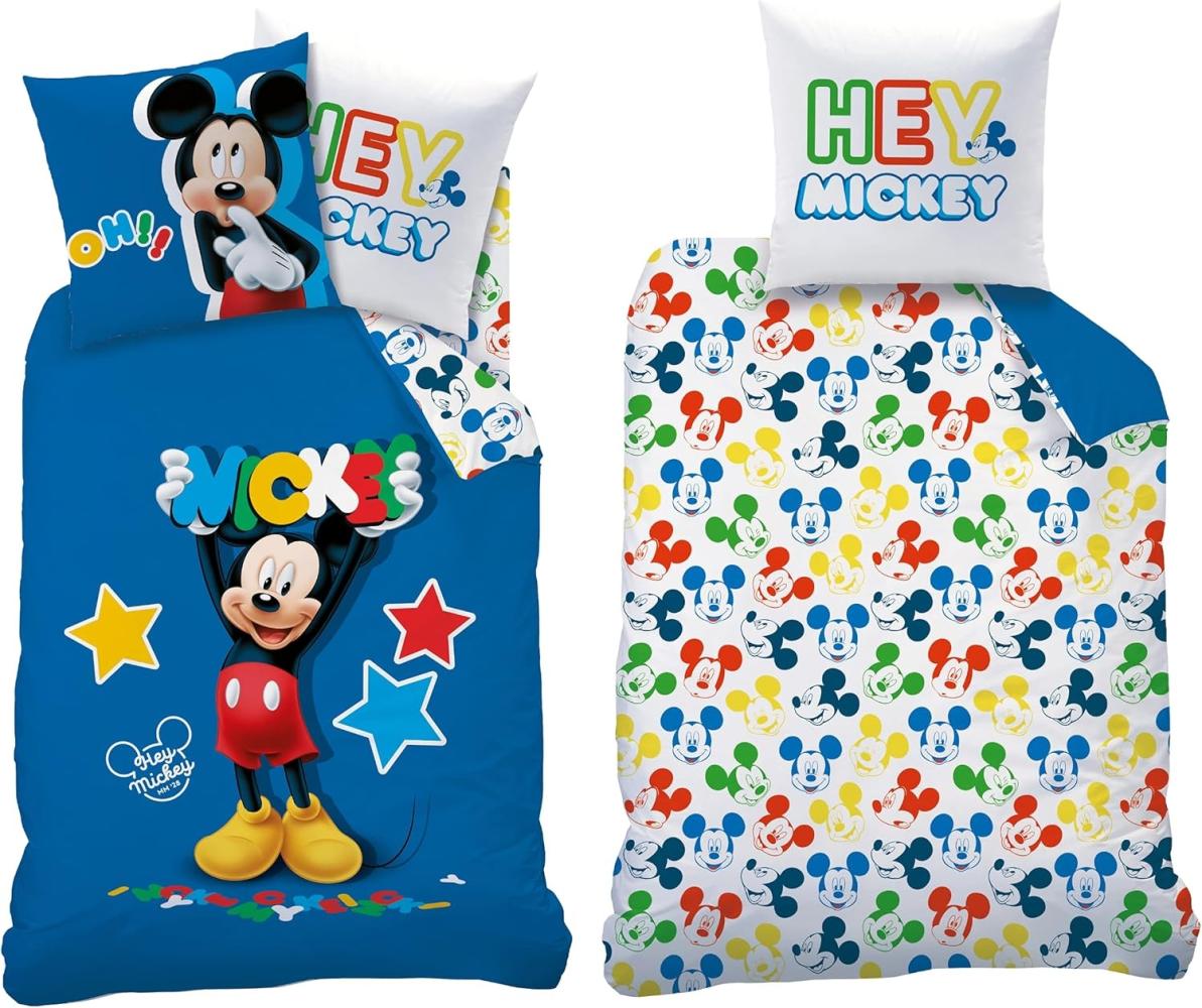 BERONAGE Kinderbettwäsche Mickey Mouse Story Bettwäsche Linon / Renforcé, 100% Baumwolle, 2 teilig, 135x200 + 80x80 cm Bild 1