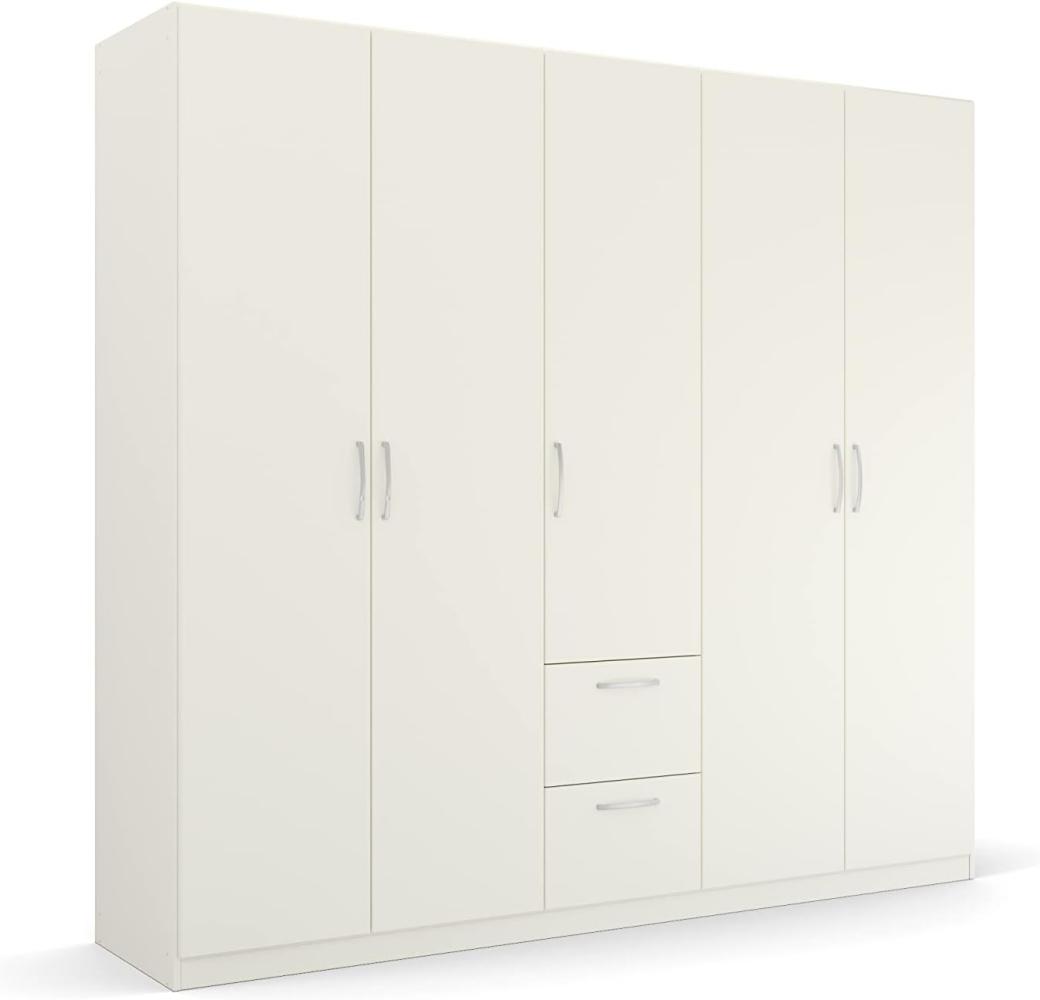 Rauch Möbel Pure by Quadra Spin Schrank Drehtürenschrank, Weiß, 5-trg, inkl. 3 Kleiderstangen, 3 Einlegeböden, 2 Schubkästen, BxHxT 226x210x54 cm Bild 1