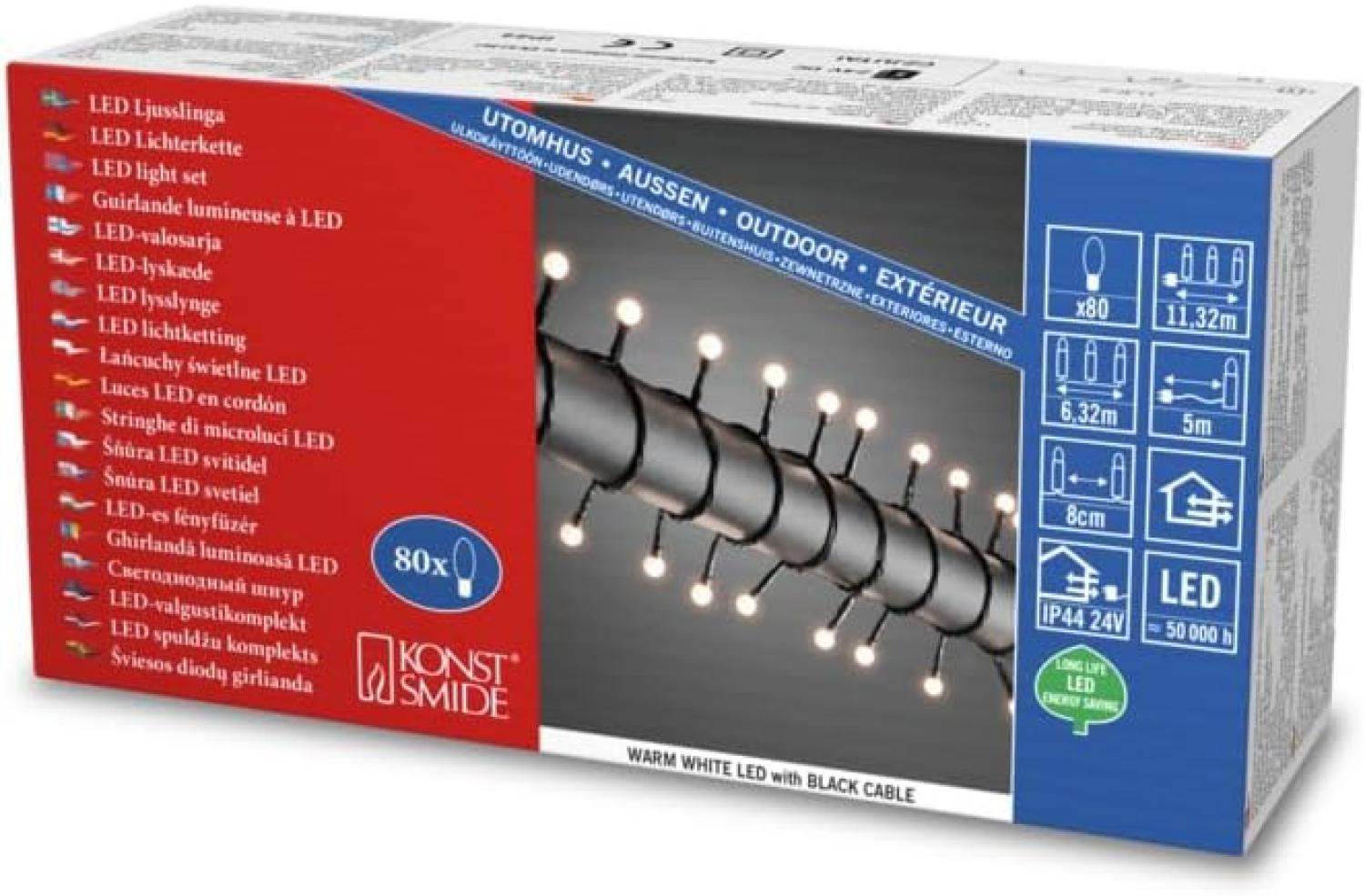 KONSTSMIDE No. 3691-107 LED Globelichterkette runde Dioden 80 warmweiße Dioden IP44 Bild 1