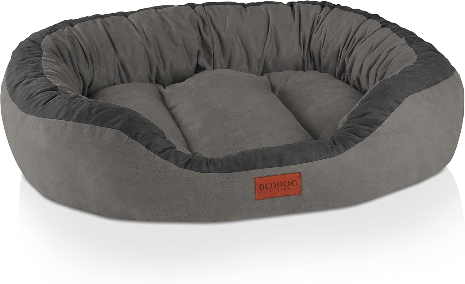 BedDog PRINS PREMIUM Hundebett, aus strapazierfähigem Alicante-Gewebe, Hundesofa mit Seiten, ovales Kissen für Ihr Haustier, Hundecouch XL, STEEL-GREY (grau) Bild 1