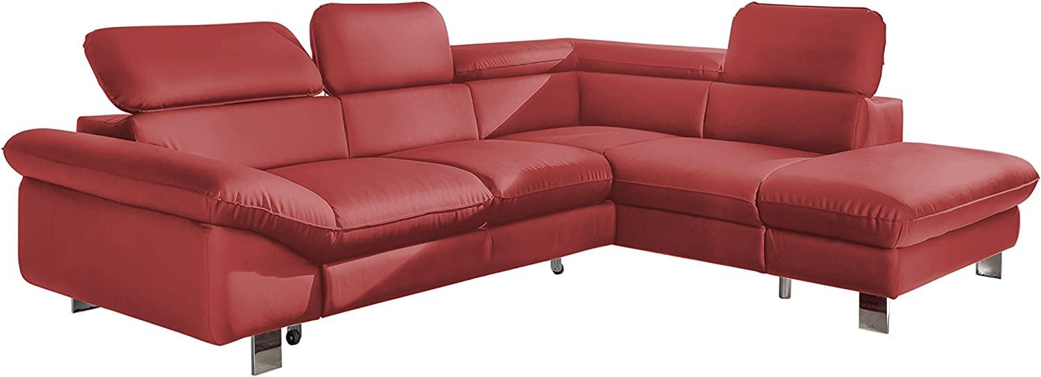 Mivano Ecksofa Driver in modernem Design / Ledersofa in L-Form mit Ottomane rechts / Inkl. verstellbare Kopfstützen / 266 x 73 x 214 / Kunstleder rot Bild 1