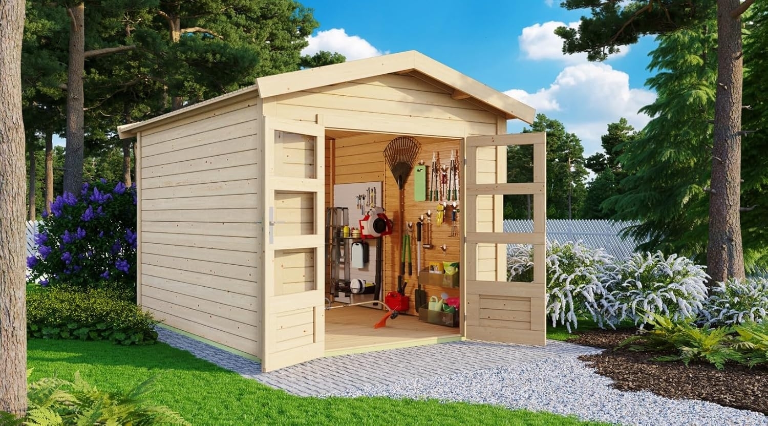 Karibu Holz Gartenhaus "Theres 3", naturbelassen, 2,4x2,4 m (B x T),ohne Anbaudach Bild 1