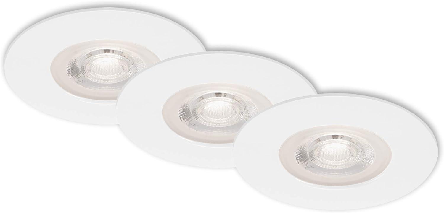 BRILONER Leuchten - LED Einbauleuchten, 3er Set, Deckenlampen je 5 Watt, je 460 Lumen, 3. 000 Kelvin, IP44, Weiß, 90x25mm (DxH) Bild 1