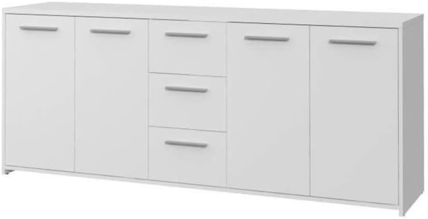 Forte PILVI Sideboard 180, Großes Sideboard mit 4 Türen und 3 Schubladen, Holzwerkstoff, Weiß, 179 cm breit, 74.1 cm hoch, 42 cm tief Bild 1