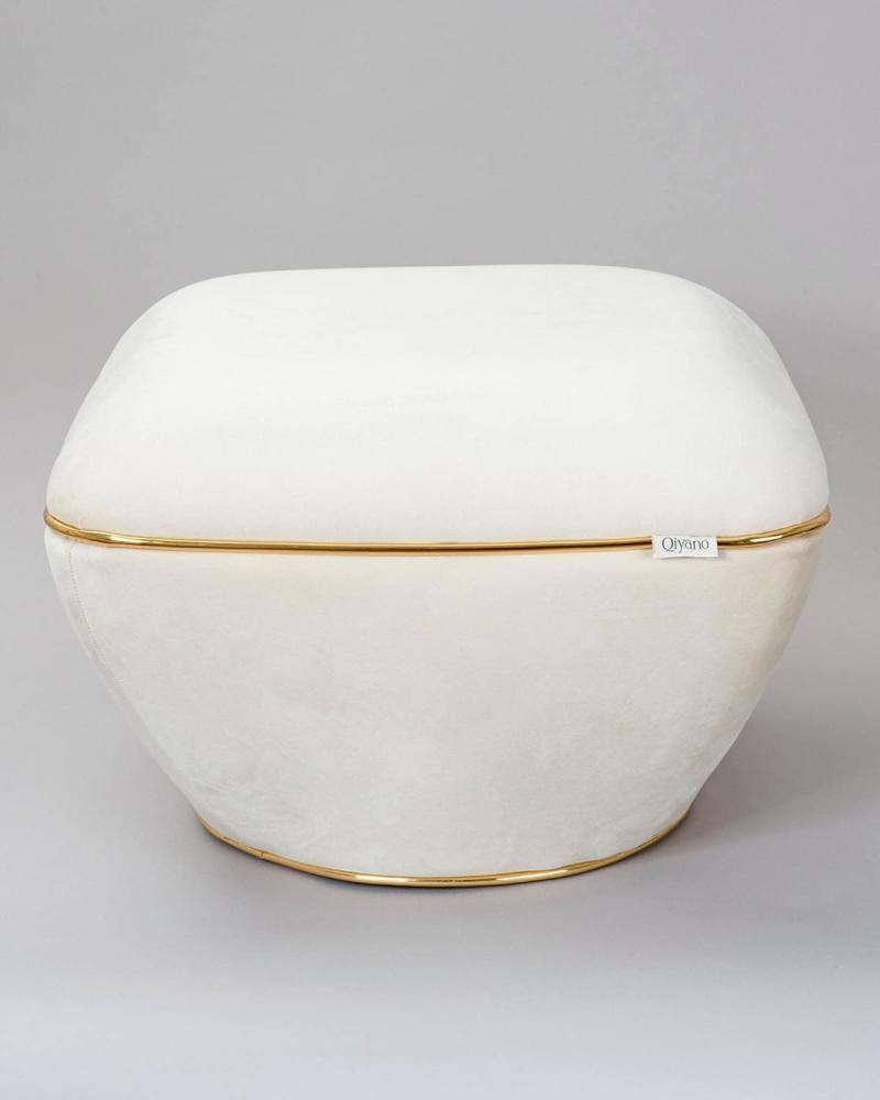 Pouf Jala 100 Samt Beige Bild 1