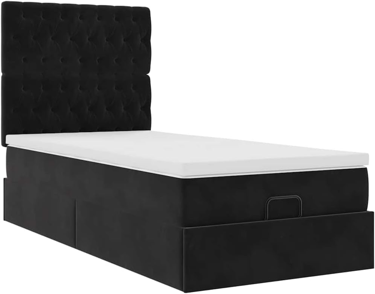 Ottoman-Bett mit Matratzen Schwarz 100x200 cm Samt 3314374 Bild 1