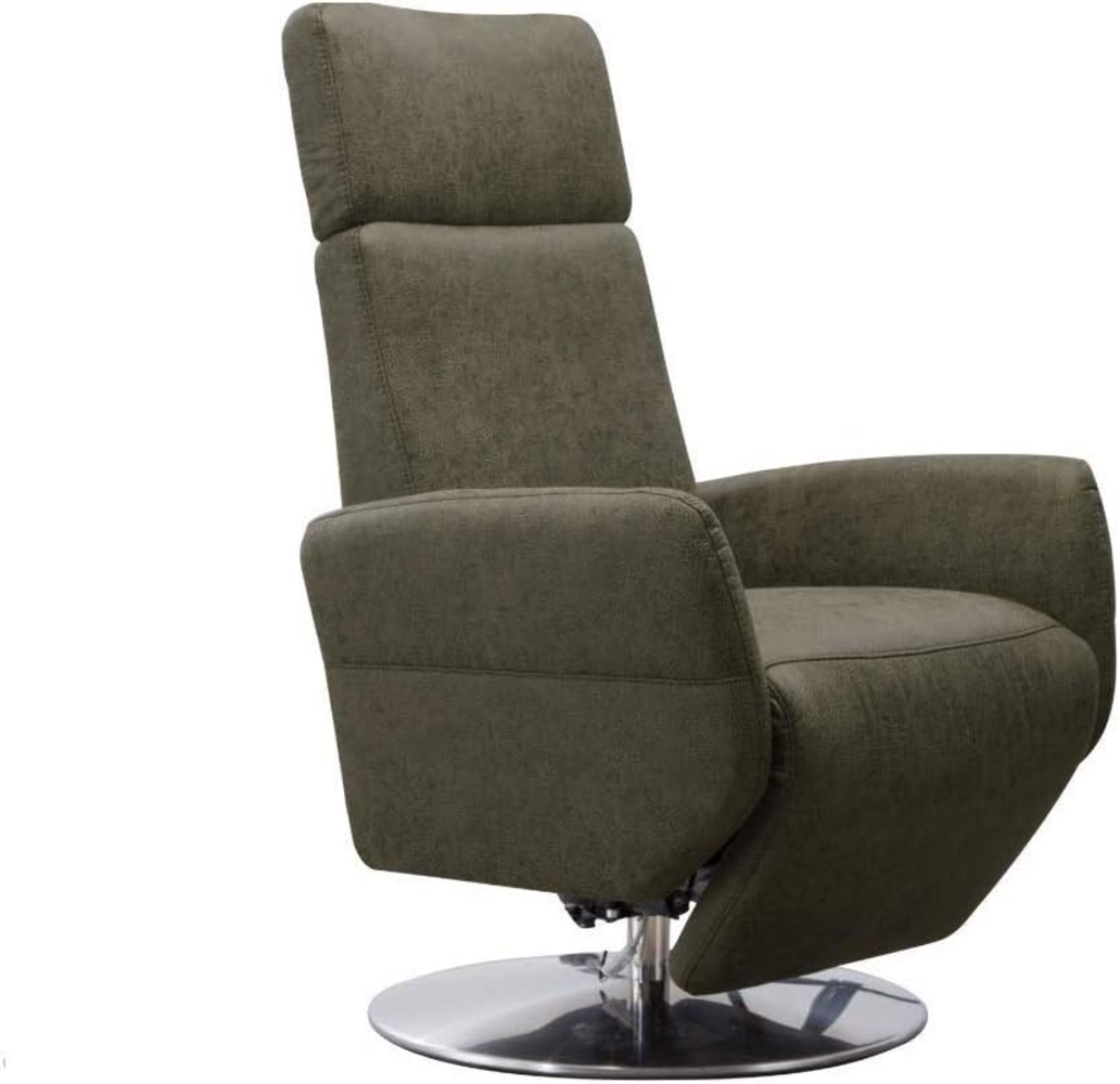Cavadore TV-Sessel Cobra / Fernsehsessel mit 2 E-Motoren und Akku / Relaxfunktion, Liegefunktion / Ergonomie S / 71 x 108 x 82 / Lederoptik Olive Bild 1
