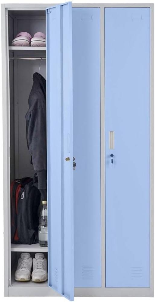 Schließfach Boston T829, Spind Wertfachschrank Schließfachschrank, Metall 3 Fächer ~ blau Bild 1