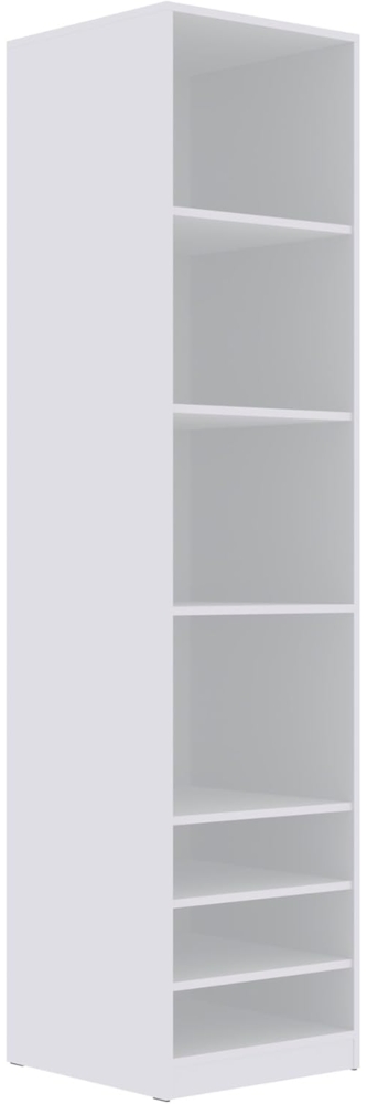 Marmex Möbel TRES 05B Hochregal mit Einlegeböden, offener Kleiderschrank mit Ablagen für Kleidung, Schuhe, laminierte Spanplatte, weiß, 50x206x51 cm Bild 1