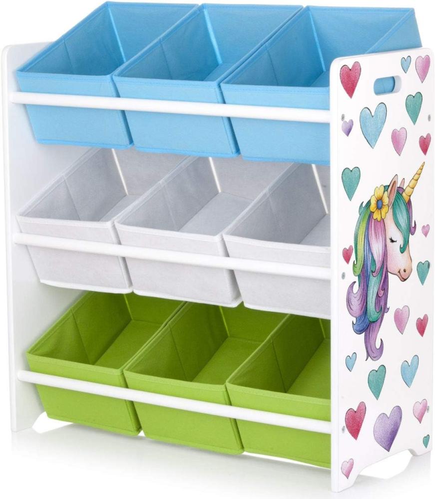 Holzregal für Spielzeug - Einhorn - mit 9 Schubladen, Organizer für Kinder Bild 1