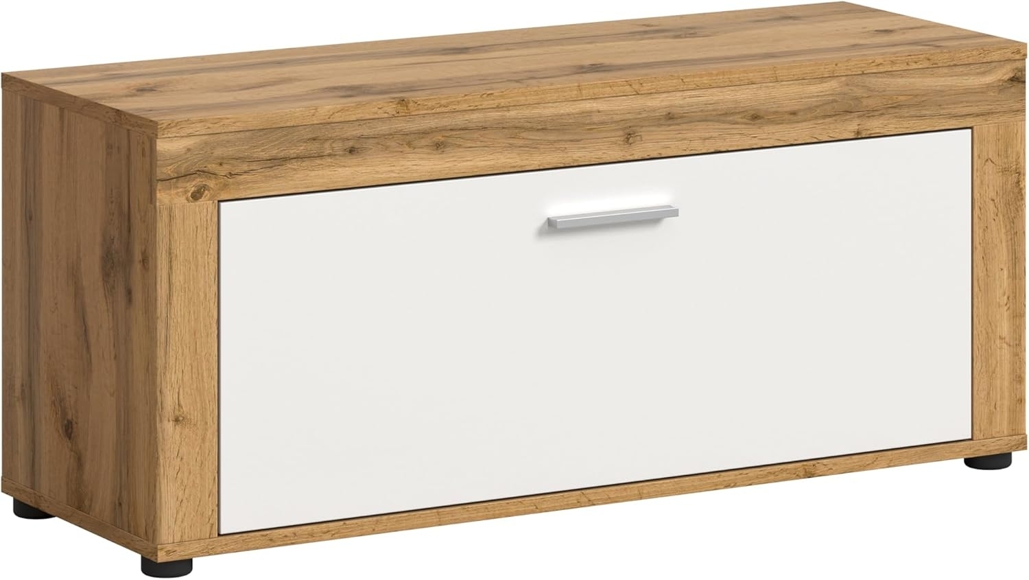 xonox. home Garderobe Jam X8BK6631 Sitzbank Bank in Wotan Eiche Nb, weiß, ca. 100 x 44 x 35 cm Bild 1