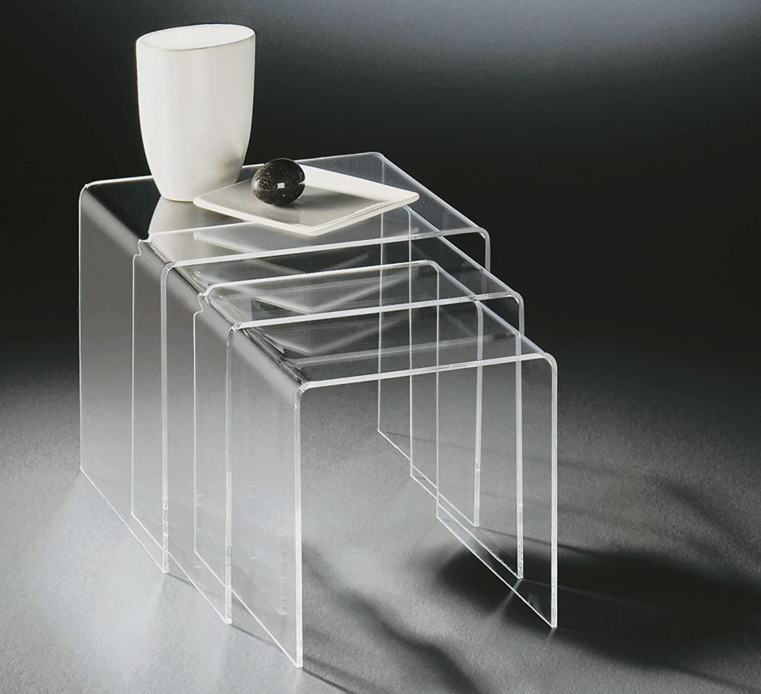 3er-Set Beistelltisch, Acryl-Glas, klar, 6mm Bild 1