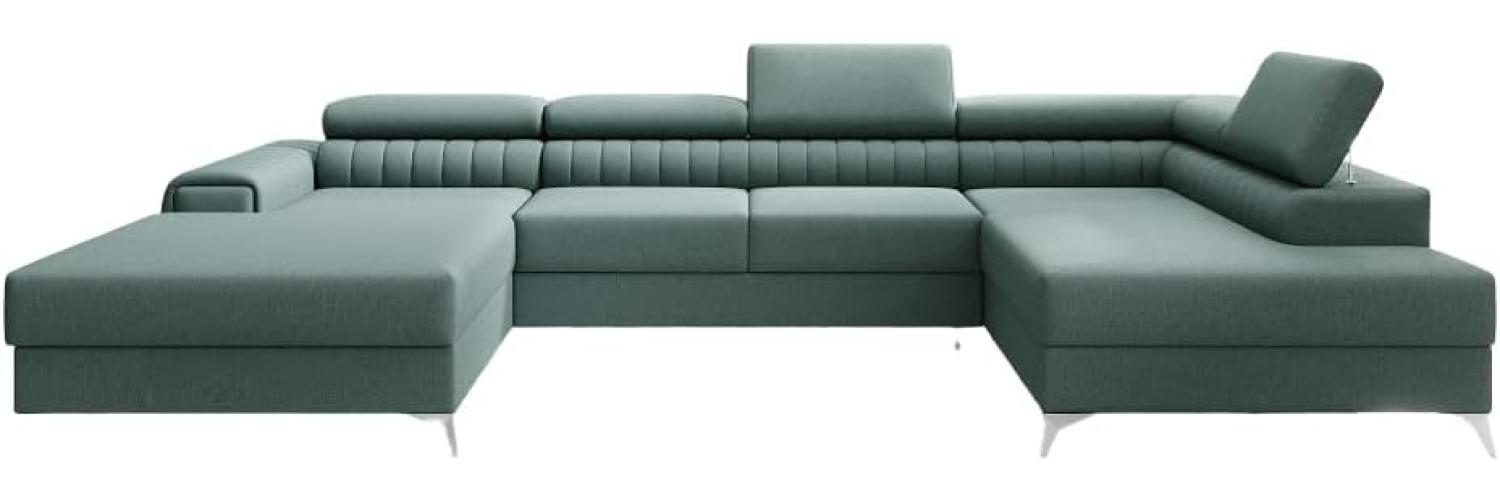 Designer Sofa Collina mit Schlaf- und Klappfunktion Stoff Grün Rechts Bild 1