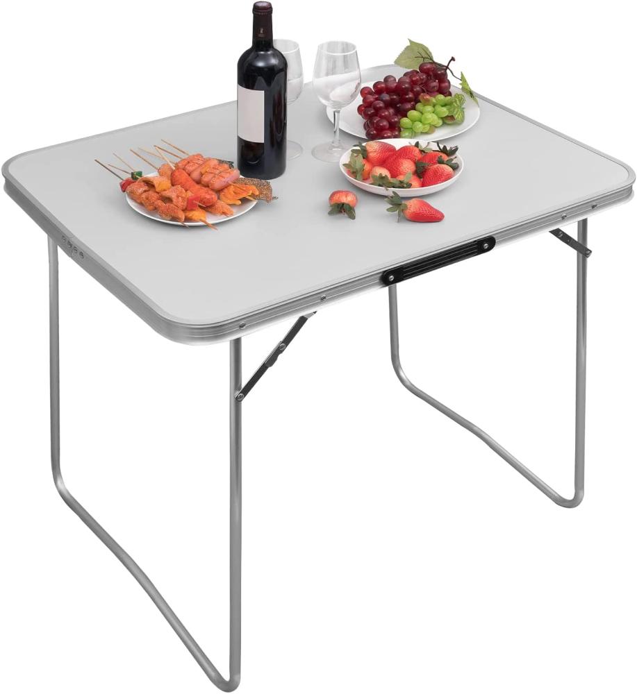 Woltu Campingtisch, Klapptisch 80x60x70 cm Klappbar Gartentisch, aus Alu MDF Bild 1