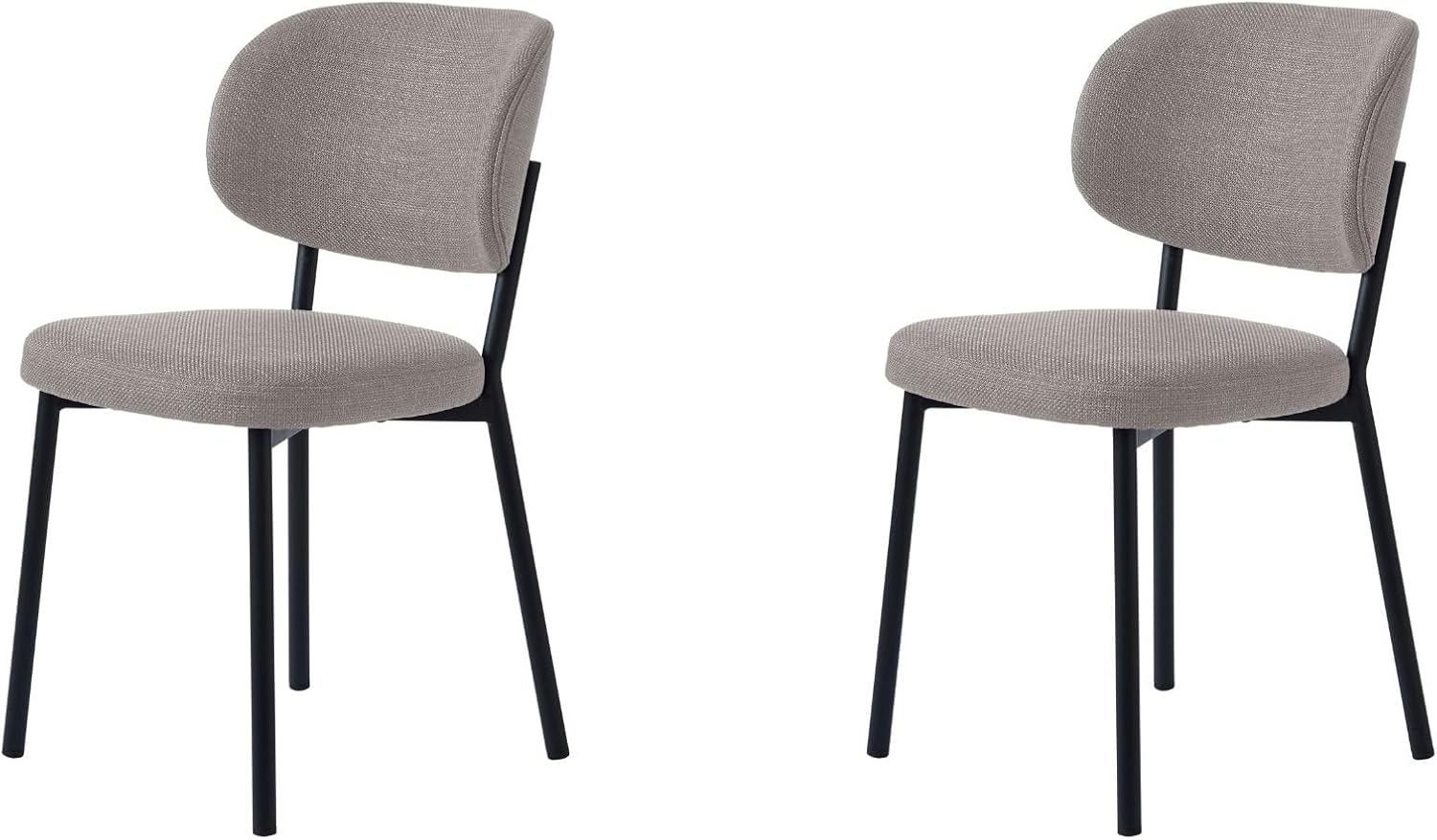 FJORDFORM Esszimmerstühle, 2er Set, Küchenstuhl, Polsterstuhl, Wohnzimmerstuhl mit Rückenlehne, Sitzfläche aus Polyester, Metallbeine, Polyester, Beige, Perfekt für das Esszimmer Bild 1