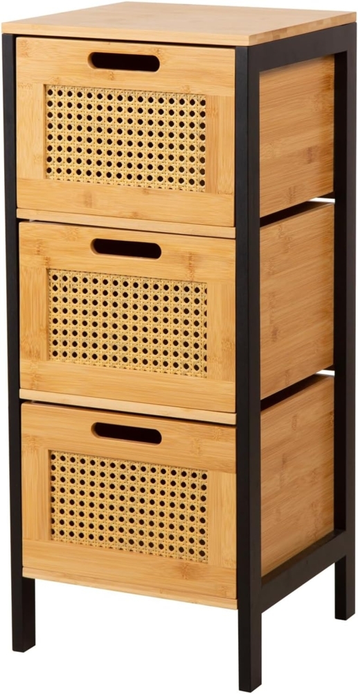 style home Badkommode, Badezimmerschrank aus Bambus mit 3 Schubladen, 30*30*73cm Bild 1