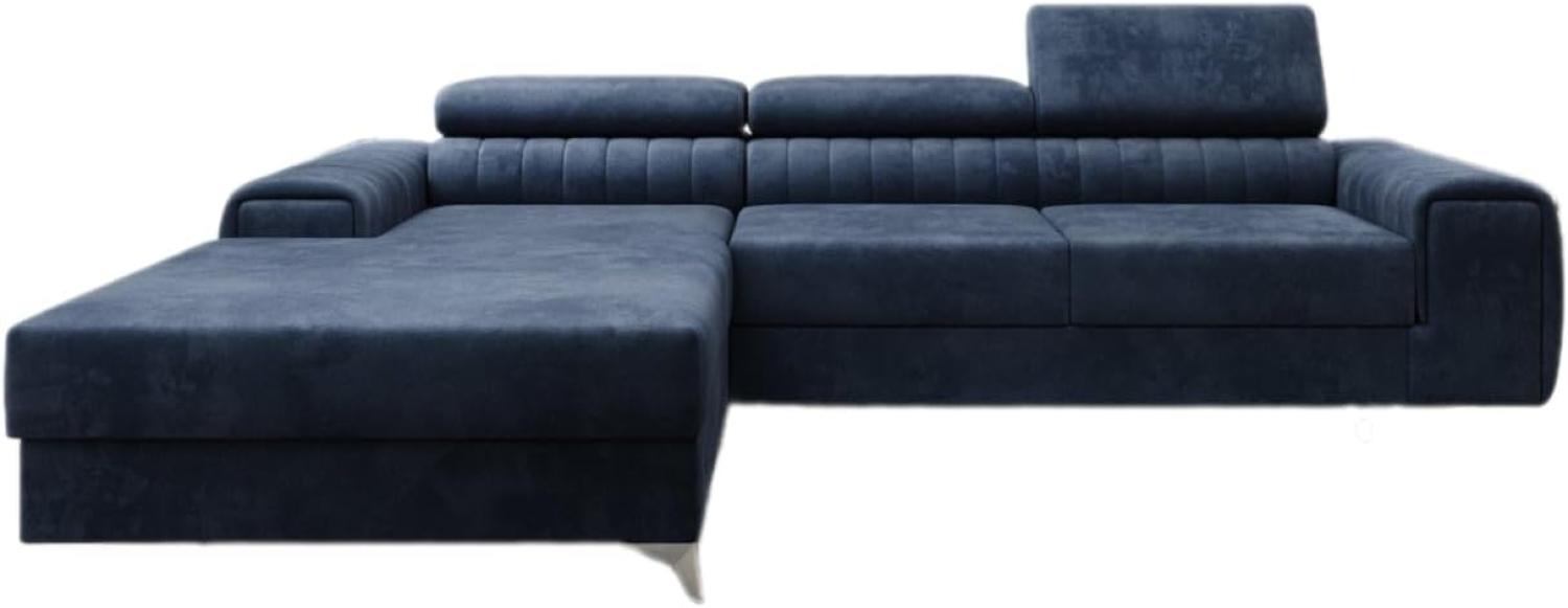 Designer Sofa Melinda mit Schlaf- und Klappfunktion Samt Blau Links Bild 1