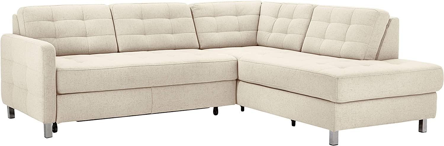 CAVADORE Ecksofa Piccoli mit Ottomane rechts / Sofaecke mit Bettfunktion und Bettkasten im modernen Design / 233 x 80 x 196 / Flachgewebe Beige Bild 1