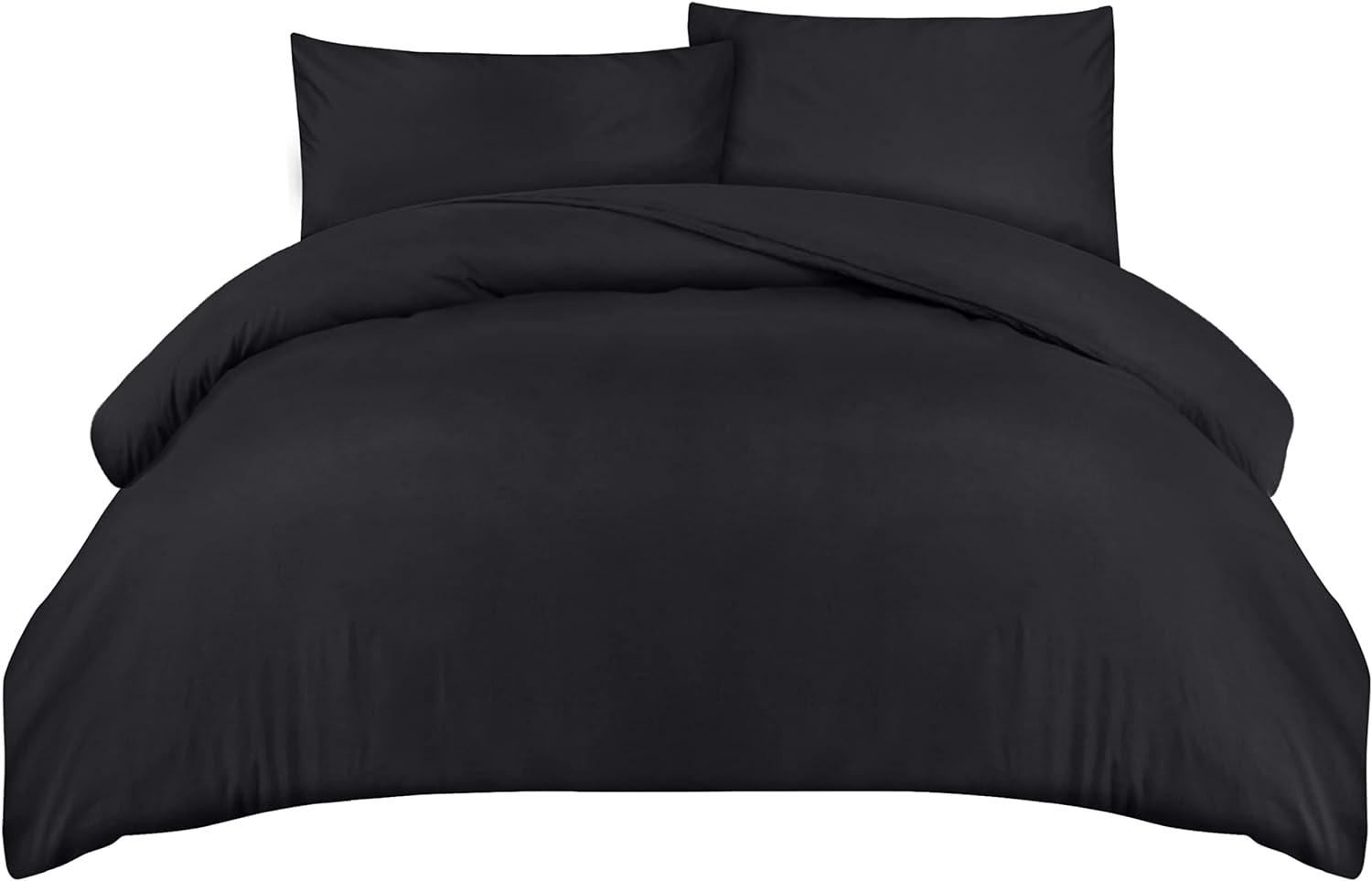 Utopia Bedding Bettwäsche 200x200 Set - Mikrofaser Bettbezug 200x200 cm + 2 Kissenbezüge 50x75 cm - Schwarz Bild 1