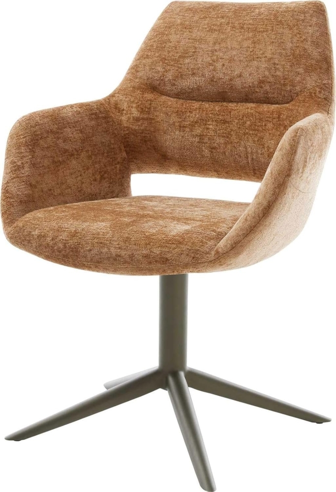 Drehstuhl Yago-Flex mit Armlehnen Chenille Rost Fußkreuz Effektfinish Titan 360° drehbar Wippfunktion Taschenfederkern Bild 1
