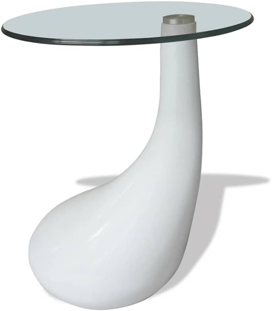 vidaXL Couchtisch mit Runder Glasplatte Hochglanz Weiß 240320 Bild 1