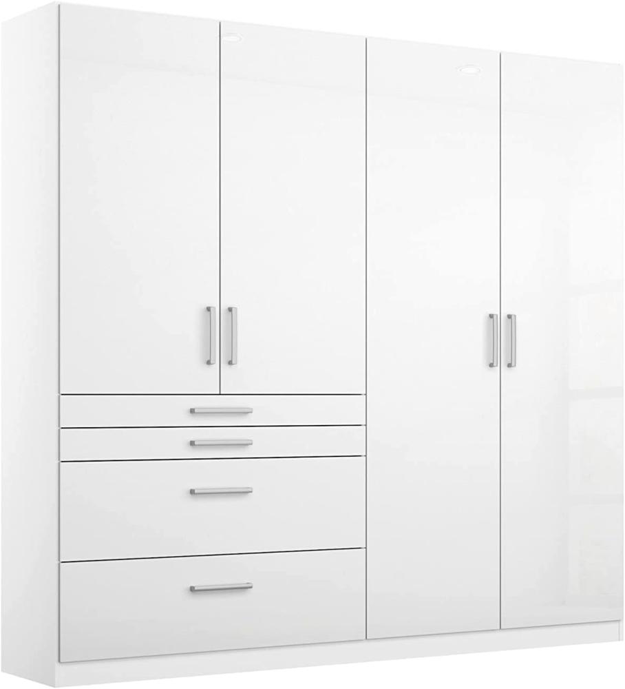 Rauch Möbel Homburg Schrank Kleiderschrank Drehtürenschrank Weiß / Hochglanz Weiß 4-türig mit 4 Schubladen inkl. Zubehörpaket Basic 3 Einlegeböden, 1 Kleiderstange BxHxT 181x197x54 cm Bild 1