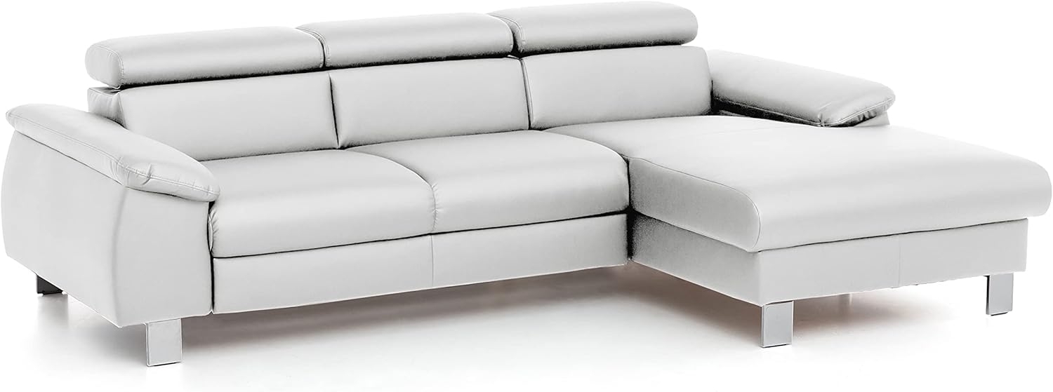 Mivano Ecksofa Micky mit Recamiere / L-Form-Sofa mit Schlaffunktion, Bettkasten und Kopfteilverstellung / 244 x 72 x 166 / Kunstleder, Weiß Bild 1