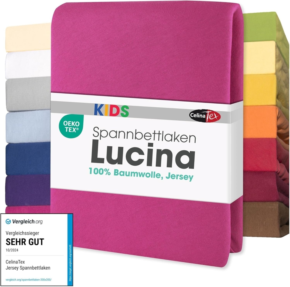 CelinaTex Jersey Spannbettlaken Lucina für Kids Dreierpack 60x120-70x140 cm pink 100% Baumwolle gekämmt superweich Oeko-TEX Bild 1