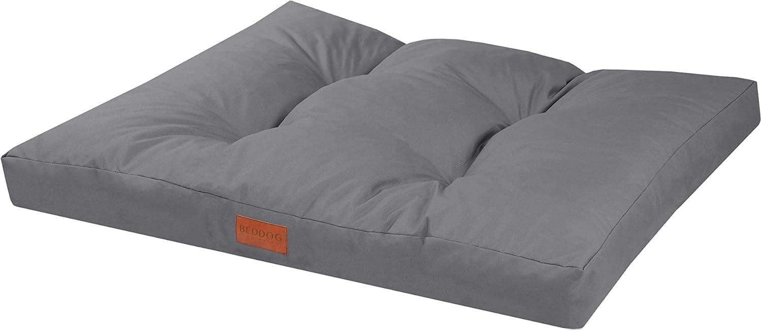 BedDog® BENNY Hundebett - komfortables dickes Kissen für Hunde und Katzen Oxford-Stoff, unifarben, modern, STEEL-GREY (grau), (L) 76x50x10 cm Bild 1