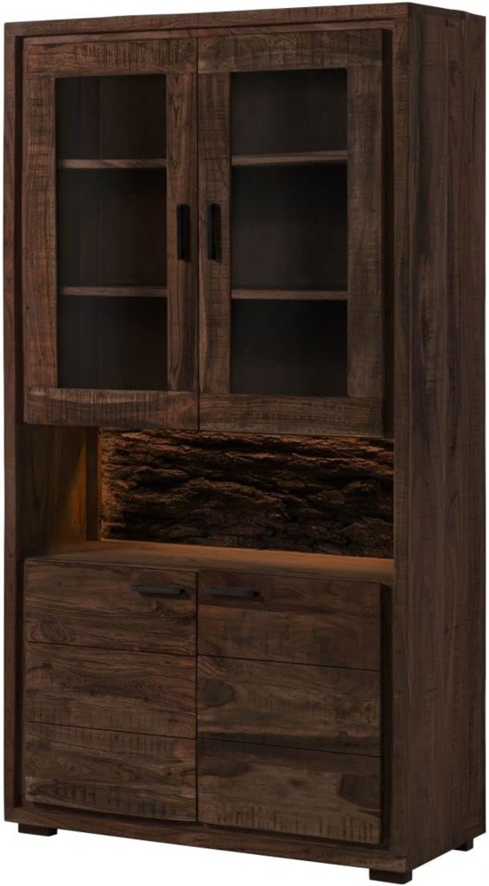 Massivmoebel24 Standvitrine #209 (Vitrine Akazie 98x40x180 dunkelbraun lackiert BARK #209) Bild 1