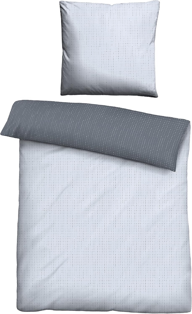 biberna 0636047 Mako-Satin Bettwäsche PUNKTE - MIX & MATCH, blau, 1x 135x200 cm + 1x 80x80 cm Bild 1
