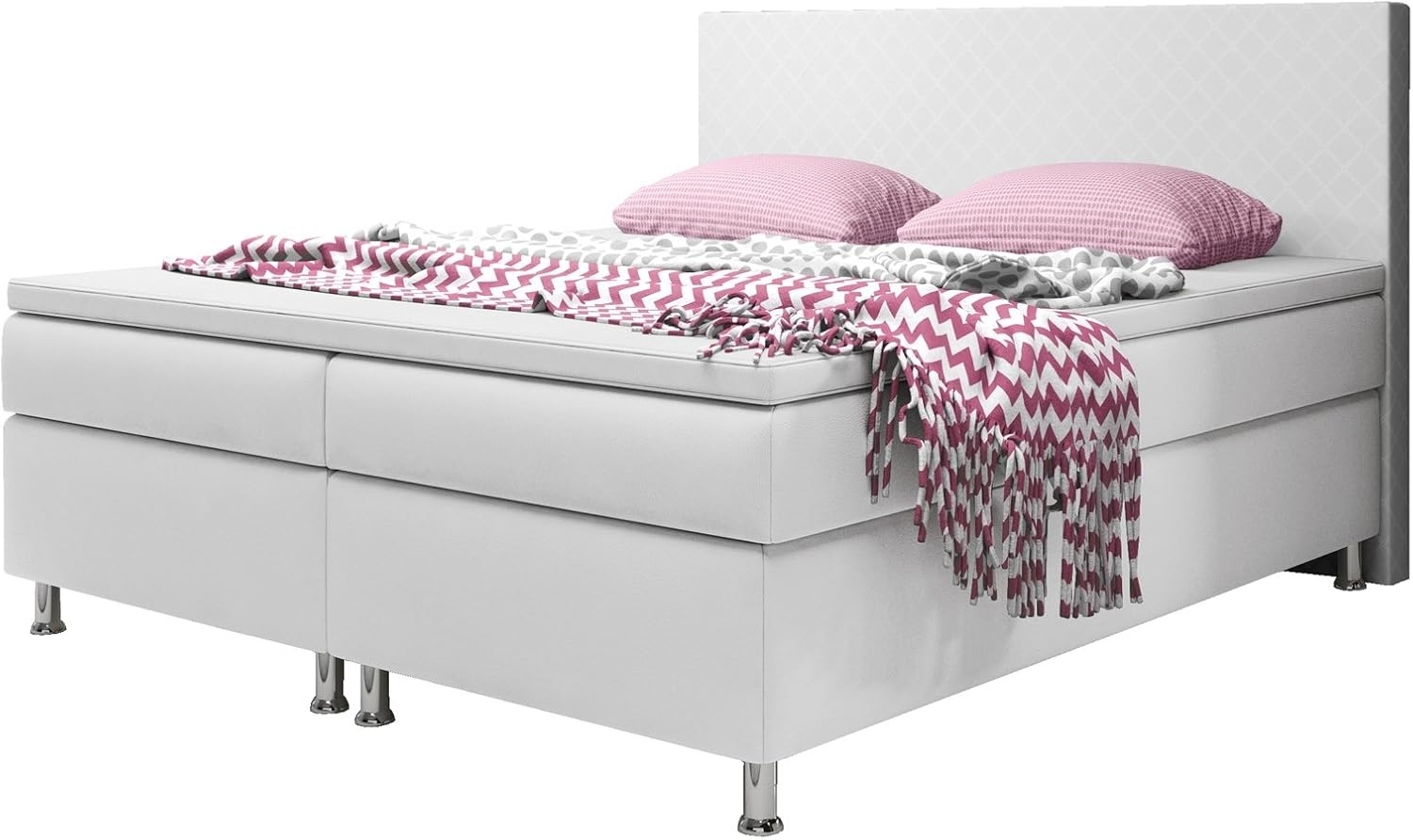 Boxspringbett Madrid 180x200 cm Kunstleder Weiß Bild 1