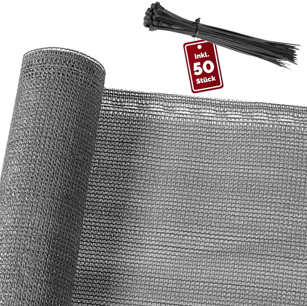 DETEX® Zaunblende 1 x 10m anthrazit Balkonsichtschutz mit 50 Kabelbindern Bild 1
