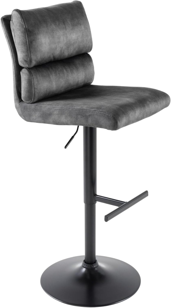 riess-ambiente Barhocker COMFORT dunkelgrau / schwarz (Einzelartikel, 1 St), Samt · Metall · höhenverstellbar · drehbar · Stuhl mit Lehne · Design Bild 1