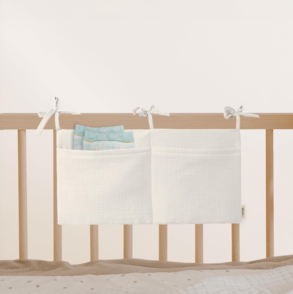 Artee Bettnestchen Babybett Organizer Taschen Aufbewahrung aus Musselin Bild 1