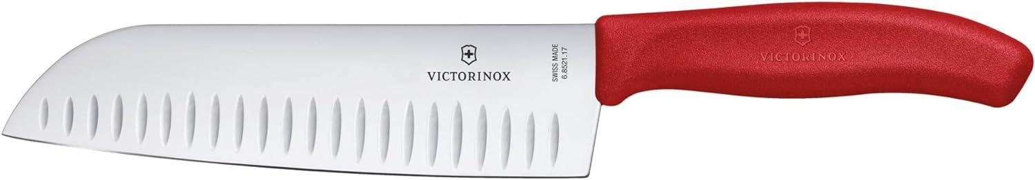 Victorinox, Swiss Classic, Profi Santokumesser, Extra Scharfe Klinge, Kullenschliff, 17 cm, Robuster Kunststoffgriff, Rostfreier Stahl, rot Bild 1