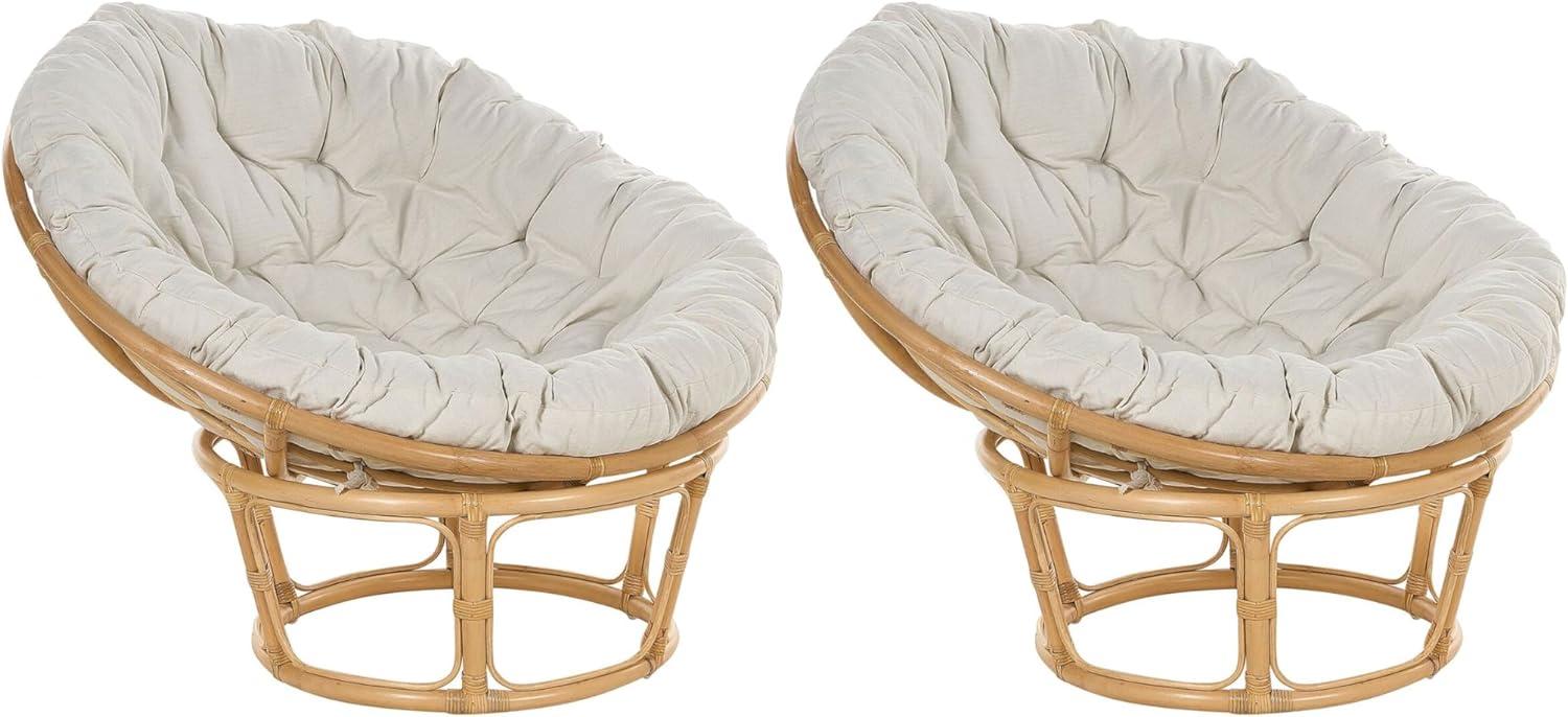 Set mit 2 Stühlen und Sitzkissen SALVO Rattan Helles Beige Bild 1