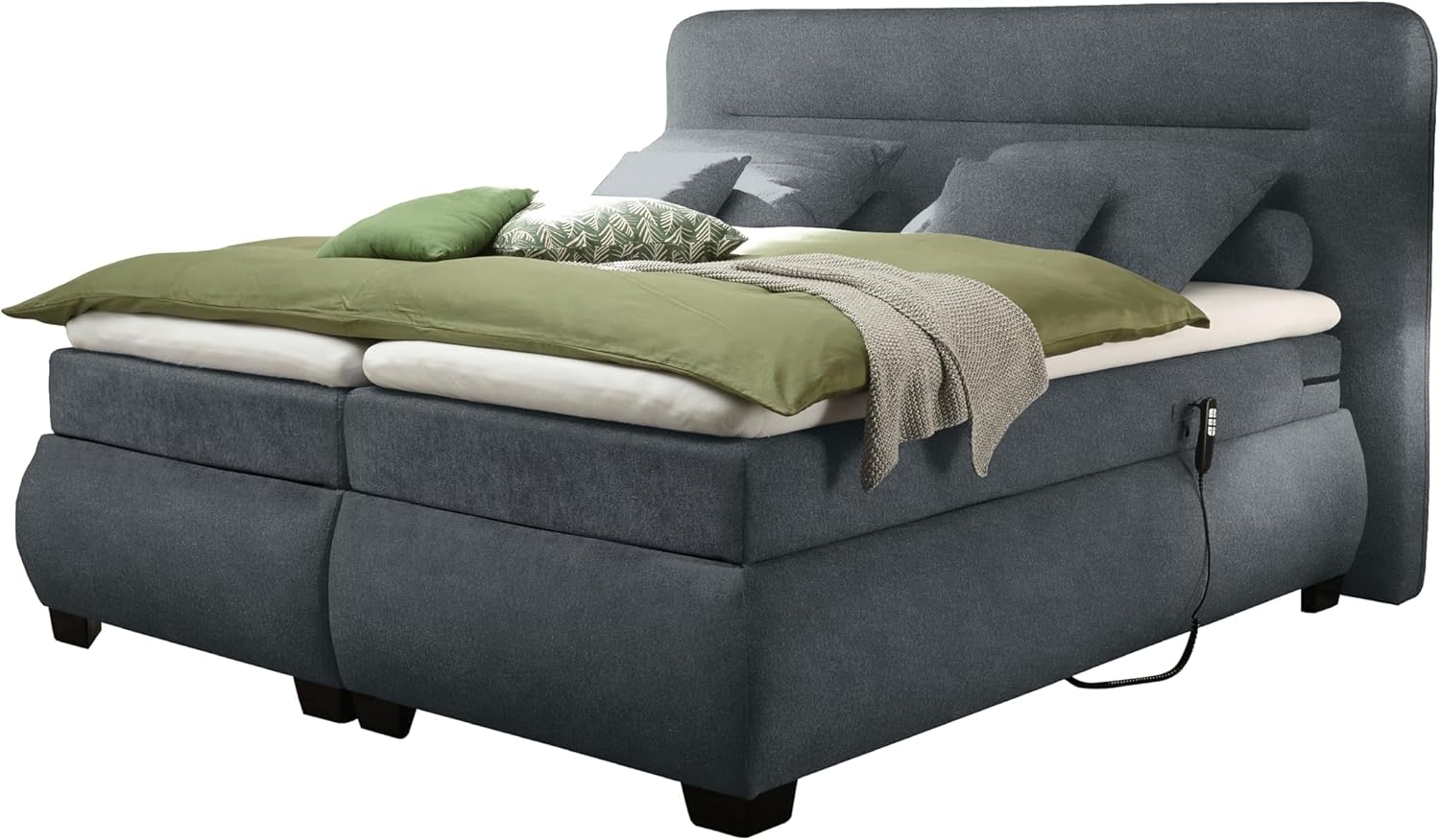 EVOLUTION 2 Boxspringbett 180x200 elektrisch verstellbar, Anthrazit - Bequemes Doppelbett mit 7-Zonen Federkern Matratze & Komfortschaum Topper - 210 x 122 x 220 cm (B/H/T) Bild 1