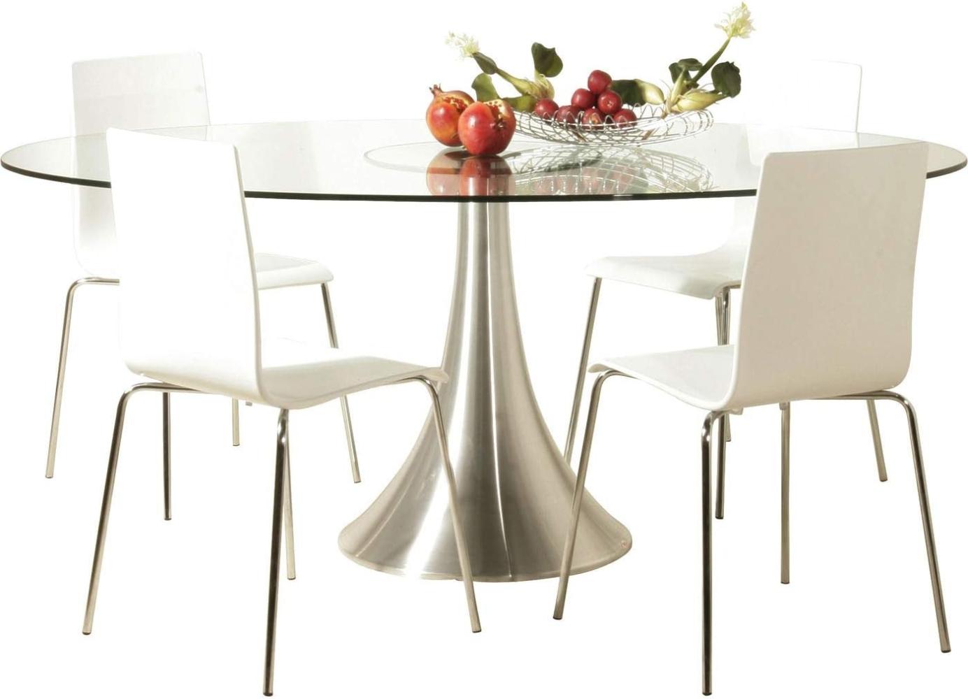 Kare Design Tisch Grande Possibilita 180x120cm, runder Esstisch, runder Glastisch,Aluminium, (H/B/T) 75x180x120cm Bild 1