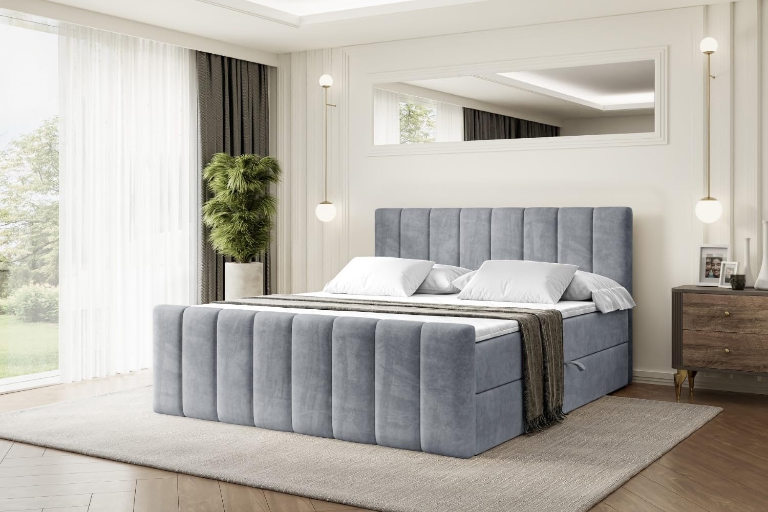 ALTDECOR Boxbett OTTA-Z (Multipocket-Matratze H4, H3 Matratze Bonellfederung, Topper, Kopfteil), Doppelbett mit Fußteil Bild 1