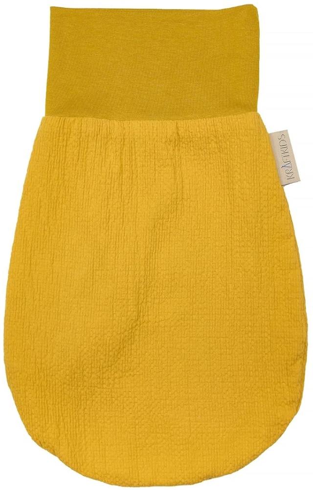 KraftKids Strampelsack Doppelkrepp Gelb Mustard für den Frühling/Sommer aus Musselin Baumwolle in zwei Größen erhältlich Bild 1