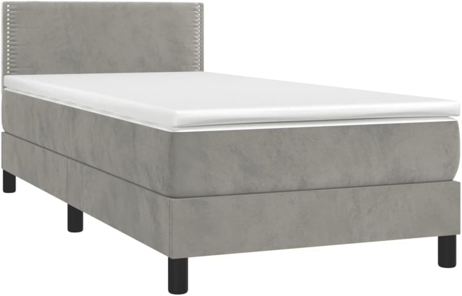 vidaXL Polsterbett mit Matratze Hellgrau 90x200 cm Samt, Härtegrad: H2 [3141221] Bild 1