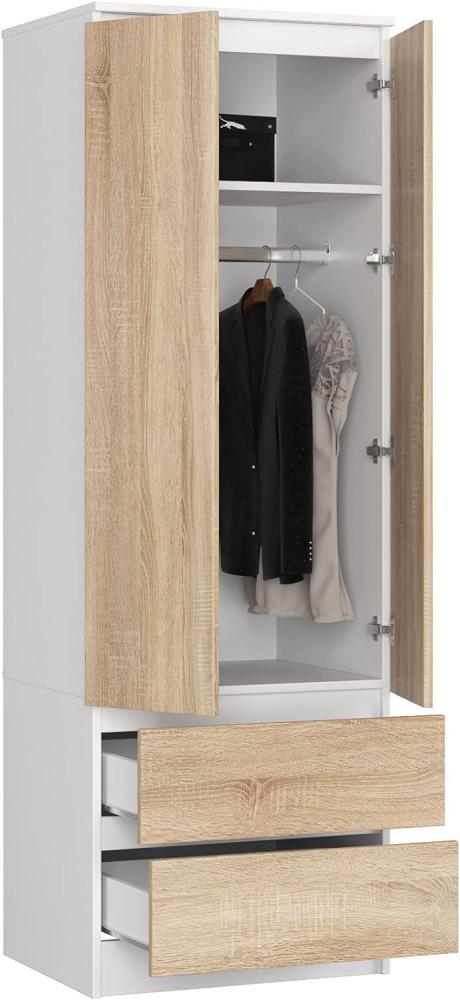 BDW Kleiderschrank, 2-türiger Kleiderschrank, 2 Schubladen, Kleiderschrank für das Schlafzimmer, Wohnzimmer, Flur, 180x60x51cm Bild 1