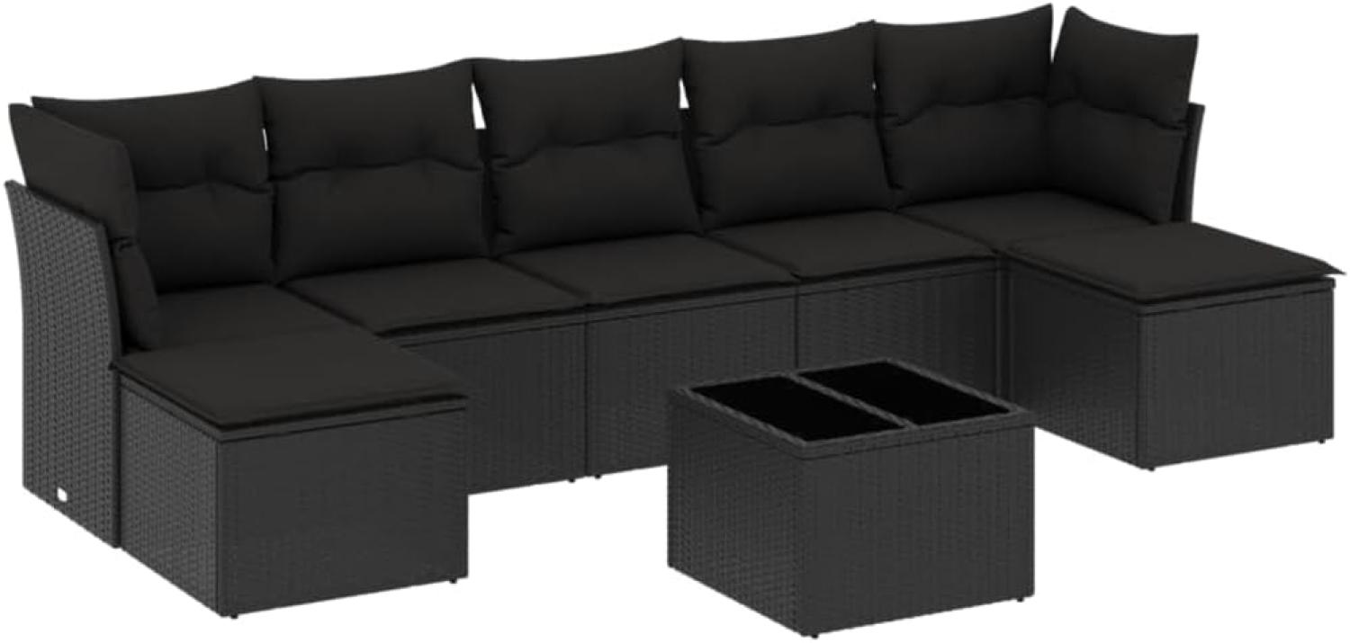 vidaXL 8-tlg. Garten-Sofagarnitur mit Kissen Schwarz Poly Rattan 3249874 Bild 1