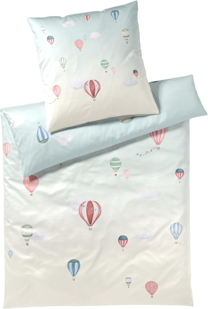 elegante Mako-Satin Bettwäsche Balloon hellgrün natur|135x200 cm + 80x80 cm Bild 1