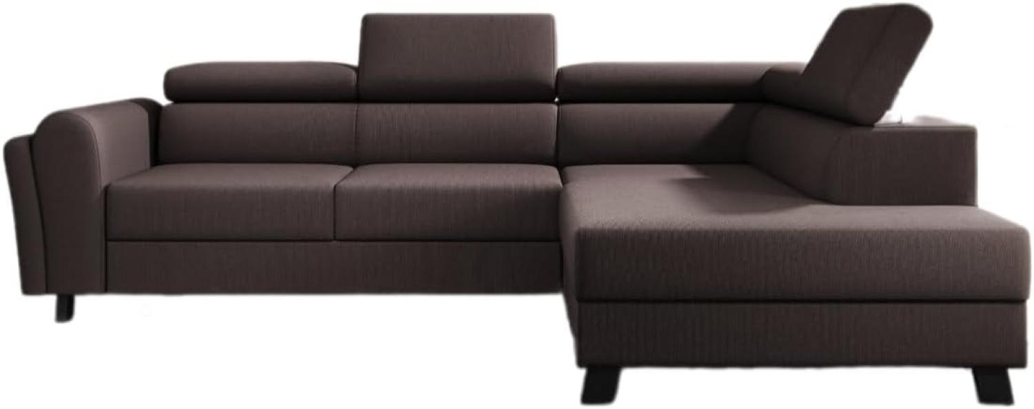 Designer Sofa Kira mit Schlaf- und Klappfunktion Stoff Dunkelbraun Rechts Bild 1